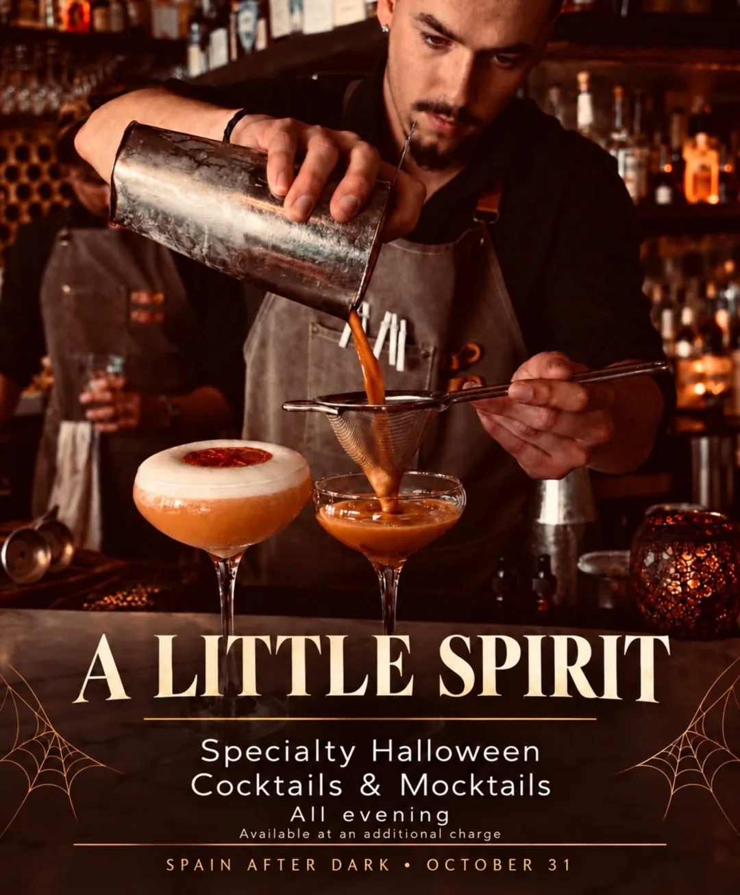 A Little Spirit flyer: specialty Halloween cocktails and mocktails all evening, available at an additional charge.
