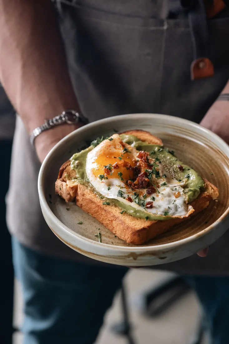 Brunch toast with a fried egg