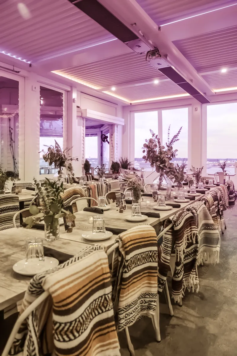 Long tables dressed for a private event